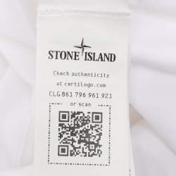 Pre Owned Stone Island White Jersey Logo T-Shirt XL