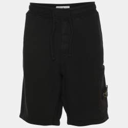 Pre Owned Stone Island Black Jersey Logo Patch Short XL