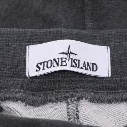 Pre Owned Stone Island Grey Jersey Logo Patch Jogger Pants XL