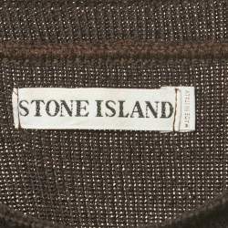 Pre Owned Stone Island Vintage Brown Rib Knit Mock Neck Sweater XL