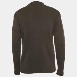Pre Owned Stone Island Vintage Brown Rib Knit Mock Neck Sweater XL