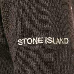 Pre Owned Stone Island Vintage Brown Rib Knit Mock Neck Sweater XL