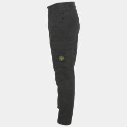 Pre Owned Stone Island Black Cotton Cargo Pants L