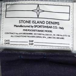 Pre Owned Stone Island Pale Grey Denim New Steel Narrow Leg Jeans M