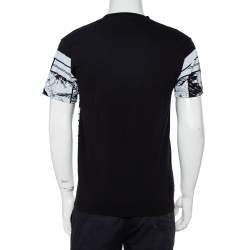 Stone Island Black Cotton Mural Part 3 Printed Crewneck T-shirt M