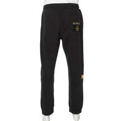 Pre Owned Supreme X Stone Island Black Cotton Knit Sweatpants L 