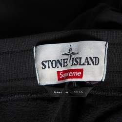 Pre Owned Supreme X Stone Island Black Cotton Knit Sweatpants L 
