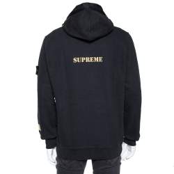 Pre Owned Supreme X Stone Island Black Cotton Knit Sweatshirt L 