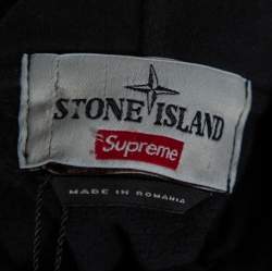 Pre Owned Supreme X Stone Island Black Cotton Knit Sweatshirt L 