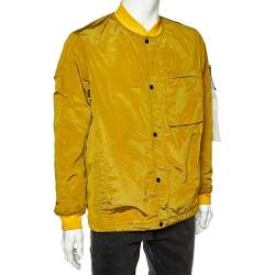 Stone Island Mustard Yellow Nylon Reversible Bomber Jacket L