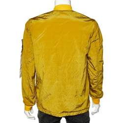 Stone Island Mustard Yellow Nylon Reversible Bomber Jacket L
