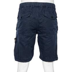 Stone Island Navy Blue Faded Effect Cotton Cargo Shorts M