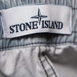 Stone Island Blue Camouflage Printed Cotton Cargo Shorts M 