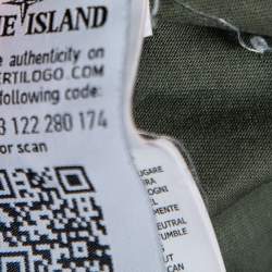 Pre Owned Stone Island Green Cotton Long Sleeve Polo T-Shirt M