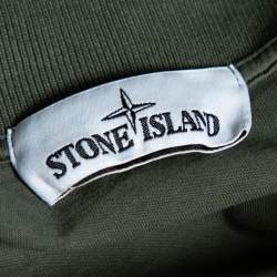 Pre Owned Stone Island Green Cotton Long Sleeve Polo T-Shirt M