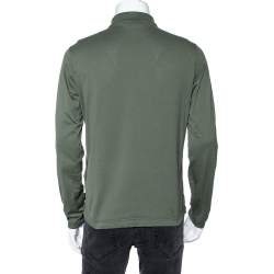 Pre Owned Stone Island Green Cotton Long Sleeve Polo T-Shirt M