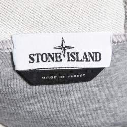 Stone Island Grey Melange Brushed Cotton Zip Front Hoodie M
