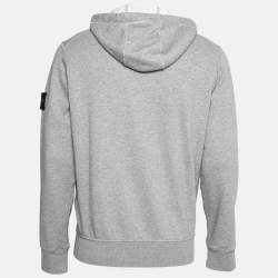 Stone Island Grey Melange Brushed Cotton Zip Front Hoodie M
