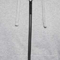 Stone Island Grey Melange Brushed Cotton Zip Front Hoodie M