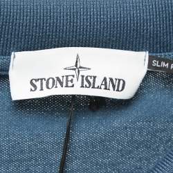 Stone Island Blue Cotton Pique Full Sleeve Polo T-Shirt XL