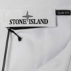 Stone Island White Cotton Pique Full Sleeve Polo T-Shirt XL 