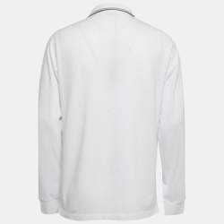 Stone Island White Cotton Pique Full Sleeve Polo T-Shirt XL 