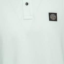 Stone Island Pastel Green Cotton Pique Full Sleeve Polo T-Shirt XL