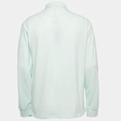 Stone Island Pastel Green Cotton Pique Full Sleeve Polo T-Shirt XL