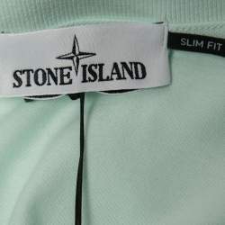 Stone Island Pastel Green Cotton Pique Full Sleeve Polo T-Shirt XL