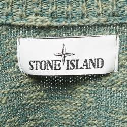 Stone Island Green Wool Blend Pocket Detailed Crew Neck Sweater L