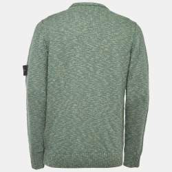 Stone Island Green Wool Blend Pocket Detailed Crew Neck Sweater L