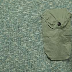 Stone Island Green Wool Blend Pocket Detailed Crew Neck Sweater L