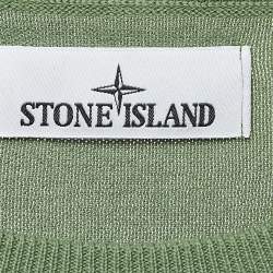 Pre Owned Stone Island Green Cotton Compass Patch Crew Neck Jumper L