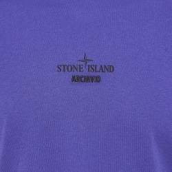 Stone Island Blue Print Cotton Half Sleeve T-Shirt L