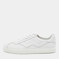 Stuart Weitzman White Leather Daryl Low Top Sneakers Size 42