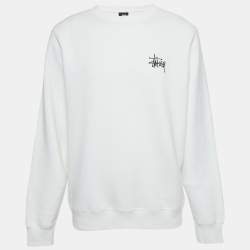 Stussy White Cotton Knit Crewneck Sweatshirt M