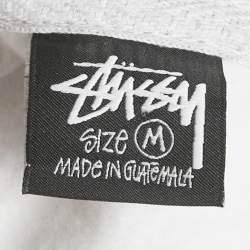 مملوكة مسبقًا جاكيت بغطاء رأس بسحاب قطن رمادي بطبعة من ستوسي مقاس متوسط (ميديم)