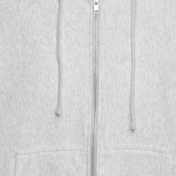 مملوكة مسبقًا جاكيت بغطاء رأس بسحاب قطن رمادي بطبعة من ستوسي مقاس متوسط (ميديم)