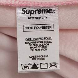 Supreme Pink Pinstripe Jersey Logo Applique Baseball T-Shirt L