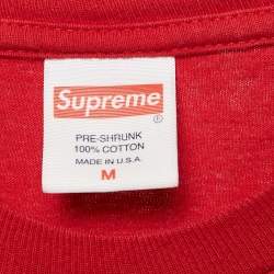 Supreme Red Printed Cotton Crew Neck T-Shirt M