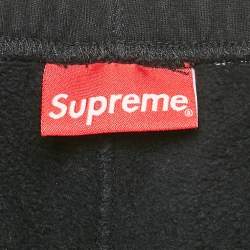 Supreme Black Cotton Knit Logo Applique Detail Joggers S