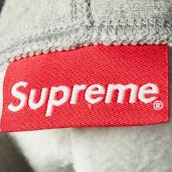 Pre Owned Supreme Grey Le Luxe Supreme Cotton Hooded Sweatshirt M