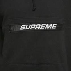 Pre Owned Supreme Black Cotton Logo Detail Hooded Sweatshirt S
