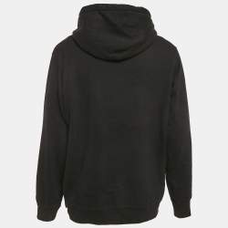 Pre Owned Supreme Black Cotton Logo Detail Hooded Sweatshirt S