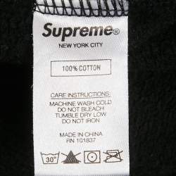 Pre Owned Supreme Black Cotton Logo Detail Hooded Sweatshirt S