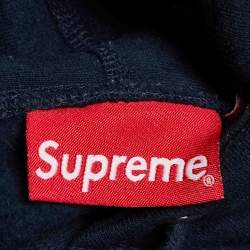 Pre Owned Supreme Dark Blue Le Luxe Supreme Cotton Hoodie M 