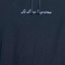 Pre Owned Supreme Dark Blue Le Luxe Supreme Cotton Hoodie M 