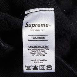 Pre Owned Supreme Black Logo Embroidered Cotton Hoodie M
