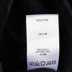 Pre Owned Supreme Black Logo Embroidered Cotton Hoodie M