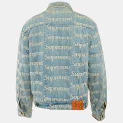 مملوكة مسبقًا سترة سوبرريم دنيم بلو فراد لوجوز تروكر مقاس كبير (لارج)